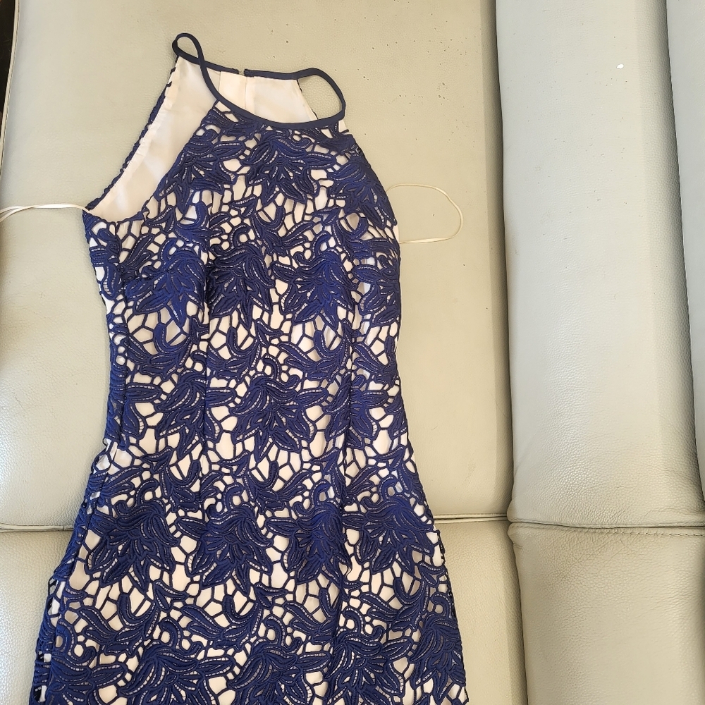 keepsake dress nude with royal blue knee length - Picture 10 of 11